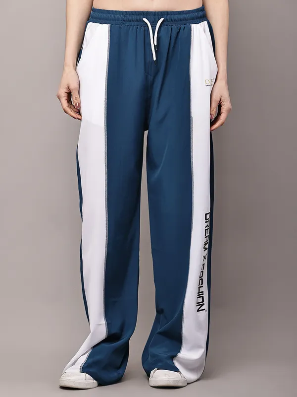Teal_NS_Lycra_Line_Track_Pant_For_Women