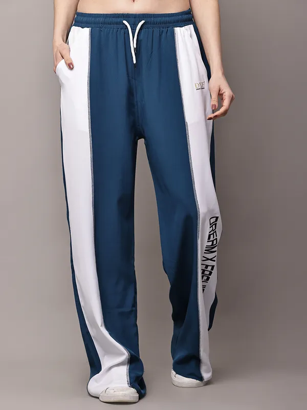 Teal_NS_Lycra_Line_Track_Pant_For_Women