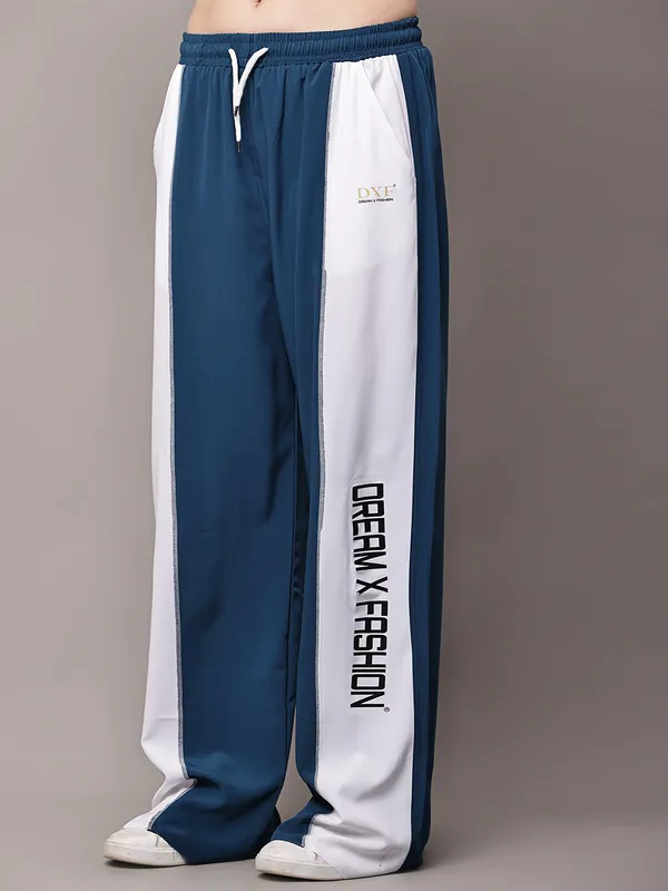 Teal_NS_Lycra_Line_Track_Pant_For_Women