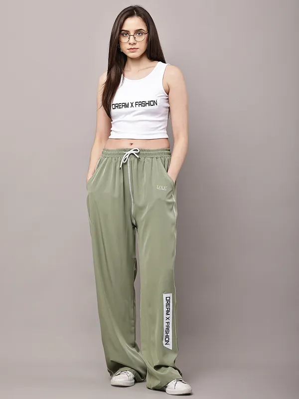 Olive_NS_Lycra_Line_Track_Pant_For_Women