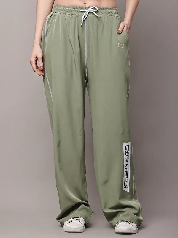 Olive_NS_Lycra_Line_Track_Pant_For_Women