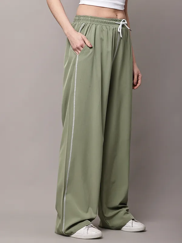 Olive_NS_Lycra_Line_Track_Pant_For_Women