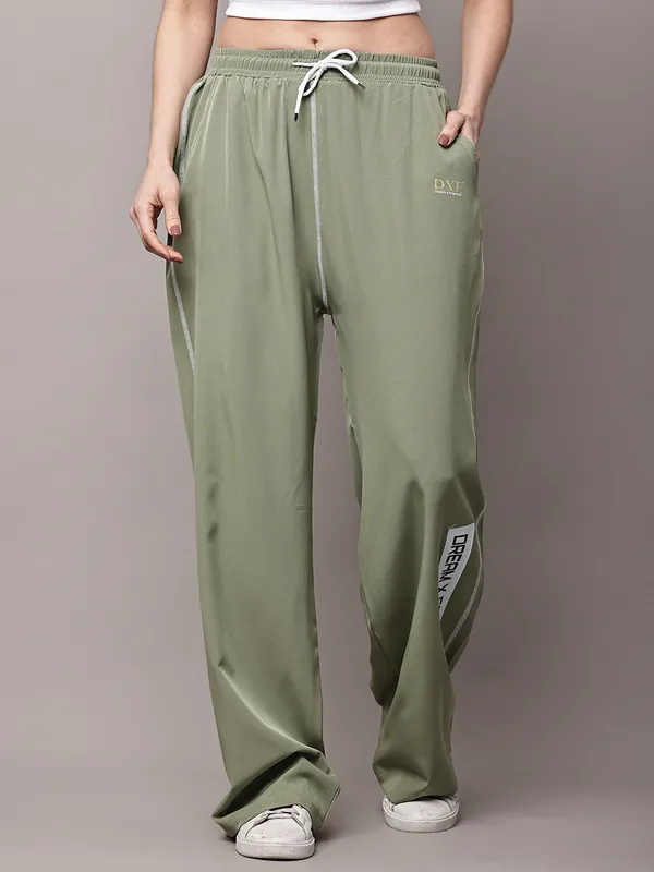 Olive_NS_Lycra_Line_Track_Pant_For_Women