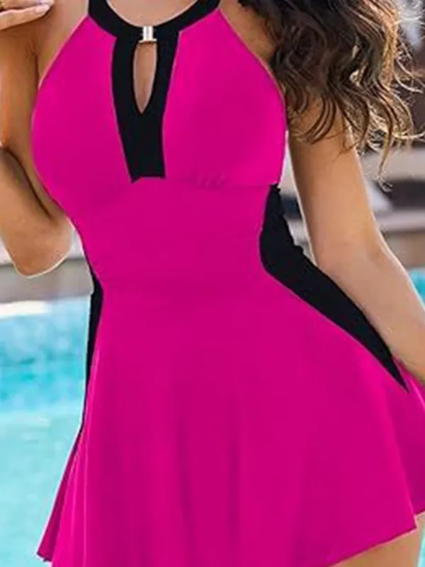 Hot_Pink_Nylon_Premium_&_Elegant_Swim_Dress_For_Women
