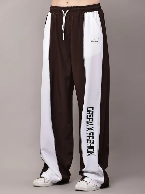 Brown_NS_Lycra_Line_Track_Pant_For_Women