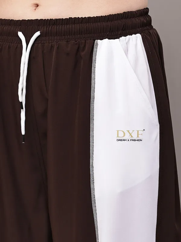 Brown_NS_Lycra_Line_Track_Pant_For_Women