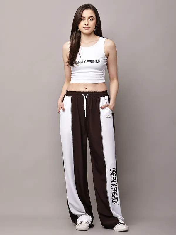 Brown_NS_Lycra_Line_Track_Pant_For_Women