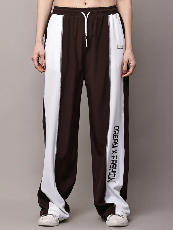 Brown_NS_Lycra_Line_Track_Pant_For_Women