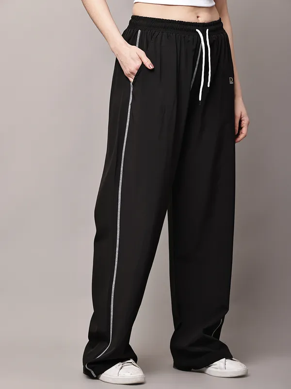Black_NS_Lycra_Line_Track_Pant_For_Women
