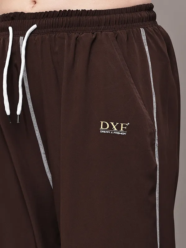 Brown_NS_Lycra_Line_Track_Pant_For_Women
