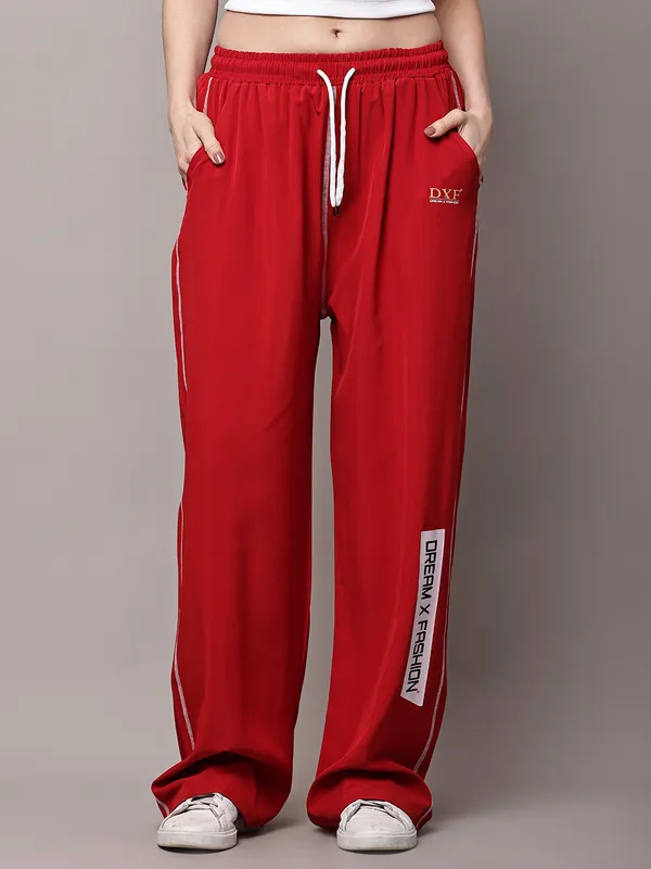 Red_NS_Lycra_Line_Track_Pant_For_Women