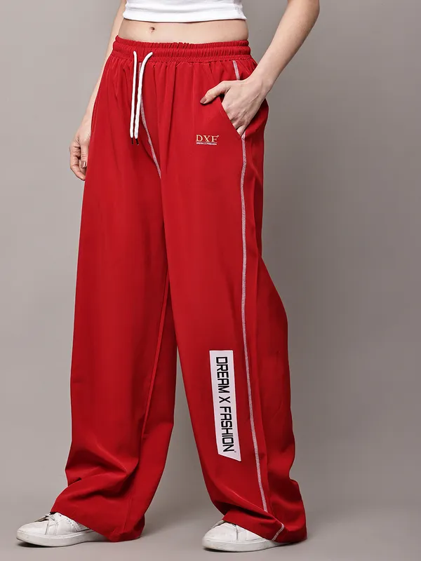 Red_NS_Lycra_Line_Track_Pant_For_Women