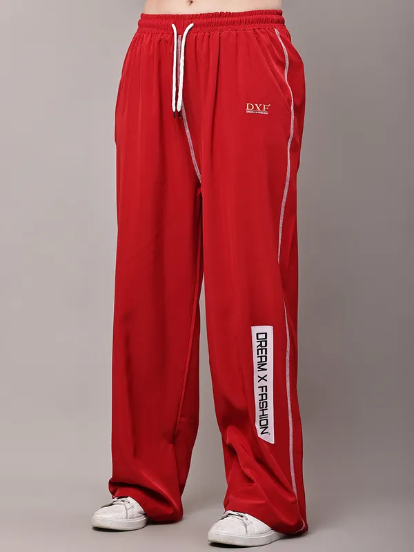 Red_NS_Lycra_Line_Track_Pant_For_Women