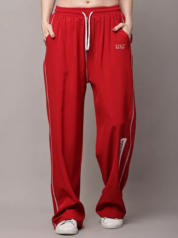 Red_NS_Lycra_Line_Track_Pant_For_Women