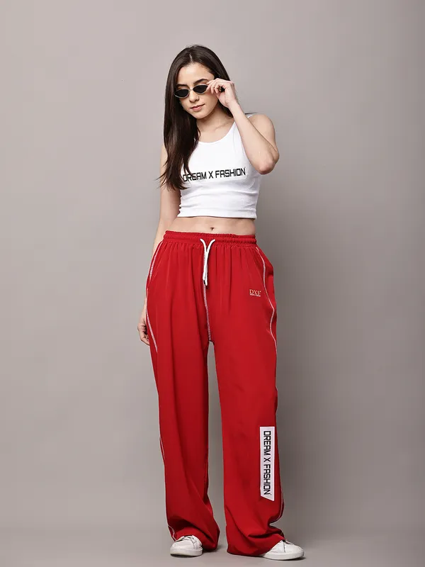 Red_NS_Lycra_Line_Track_Pant_For_Women