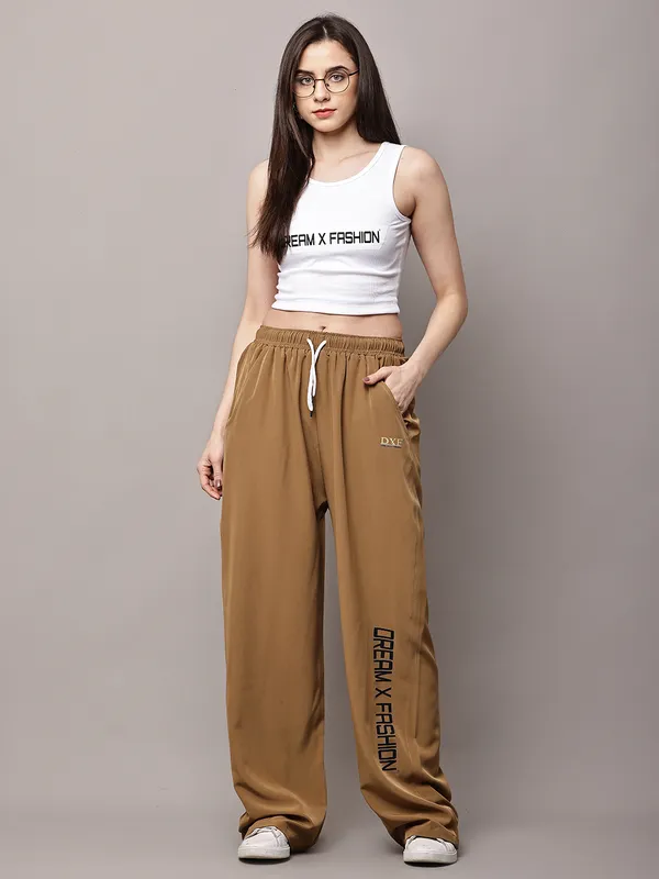 Mustard_NS_Lycra_Line_Track_Pant_For_Women