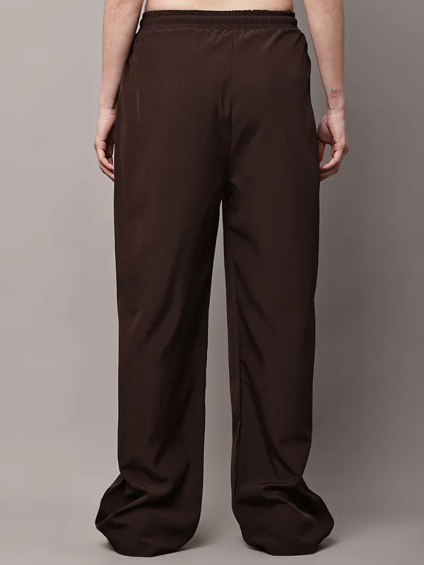 Brown_NS_Lycra_Line_Track_Pant_For_Women