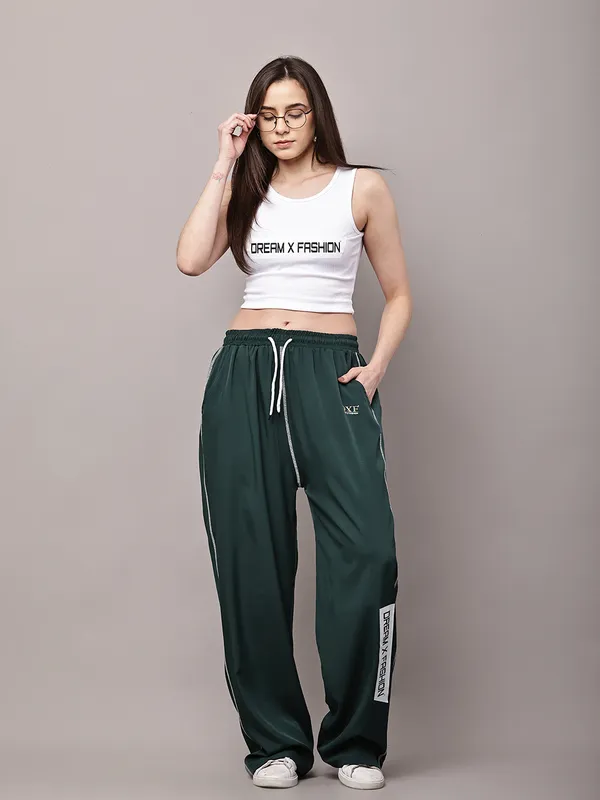 Deep_Green_NS_Lycra_Line_Track_Pant_For_Women