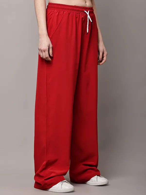 Red_NS_Lycra_Line_Track_Pant_For_Women