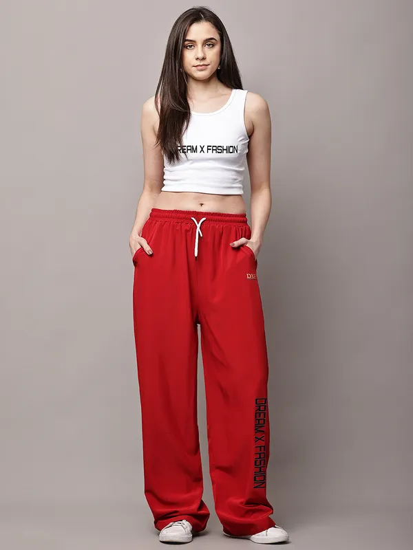 Red_NS_Lycra_Line_Track_Pant_For_Women