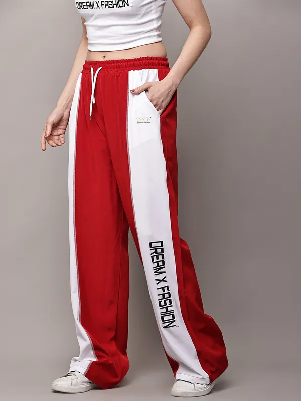 Red_NS_Lycra_Line_Track_Pant_For_Women