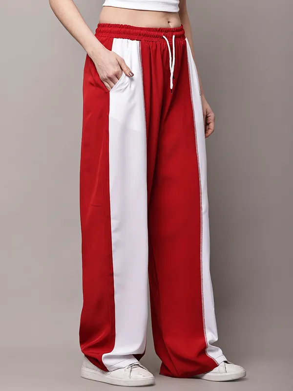 Red_NS_Lycra_Line_Track_Pant_For_Women