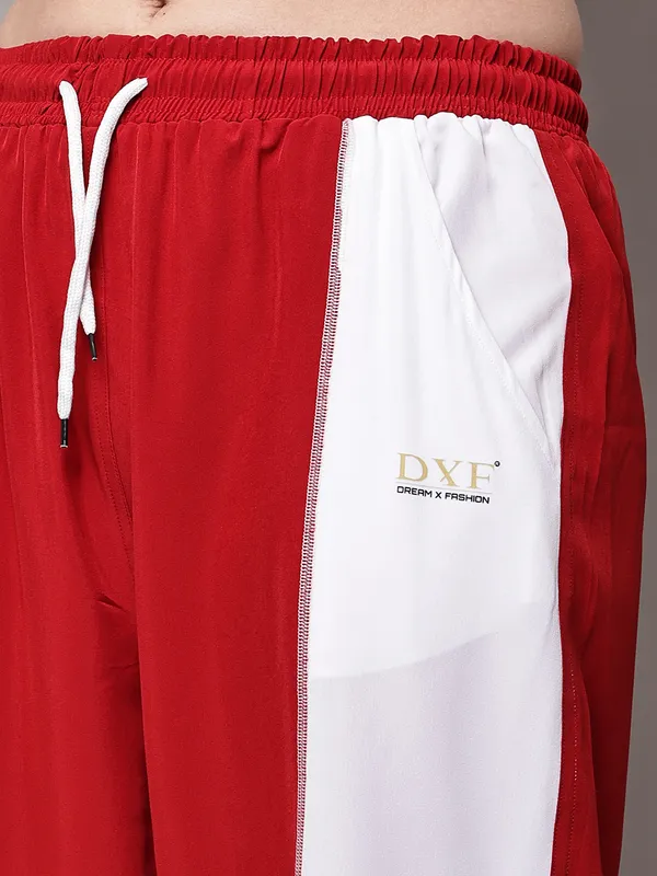 Red_NS_Lycra_Line_Track_Pant_For_Women