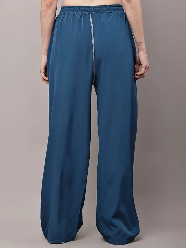 Teal_NS_Lycra_Line_Track_Pant_For_Women