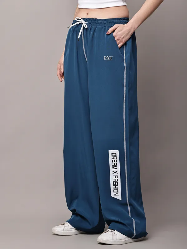 Teal_NS_Lycra_Line_Track_Pant_For_Women