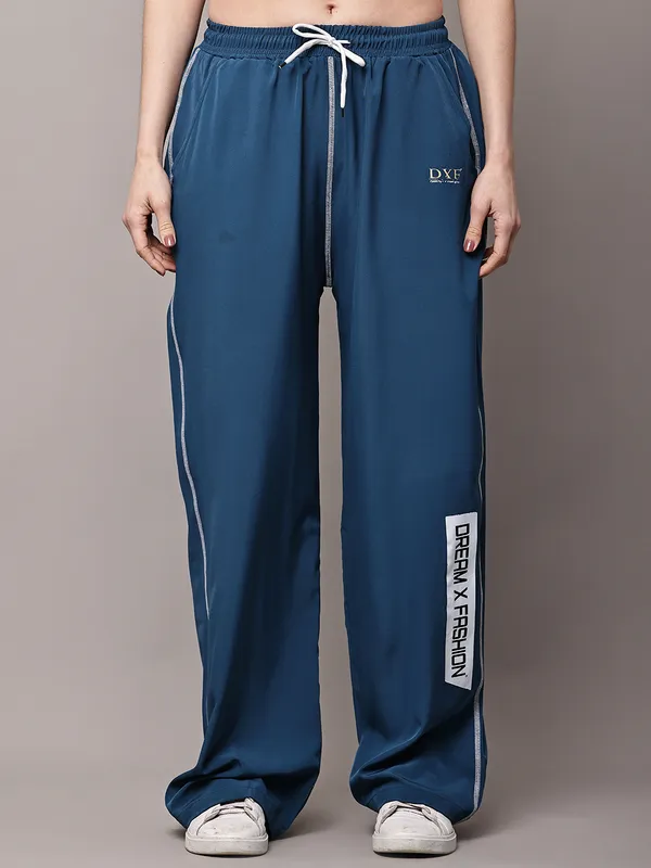 Teal_NS_Lycra_Line_Track_Pant_For_Women
