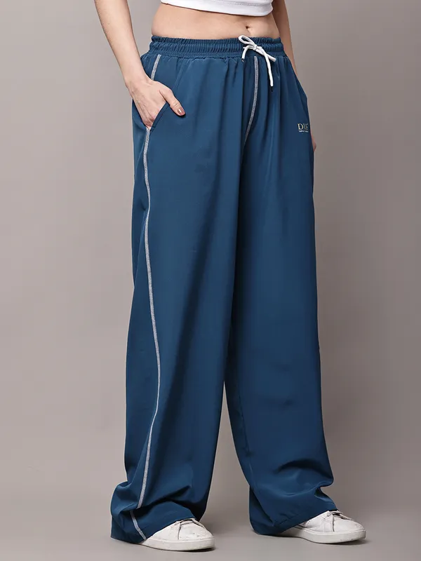 Teal_NS_Lycra_Line_Track_Pant_For_Women