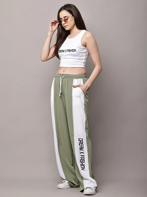 Olive_NS_Lycra_Line_Track_Pant_For_Women
