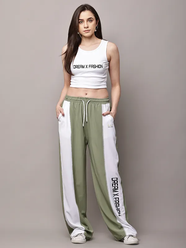 Olive_NS_Lycra_Line_Track_Pant_For_Women