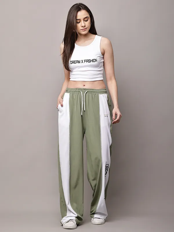 Olive_NS_Lycra_Line_Track_Pant_For_Women