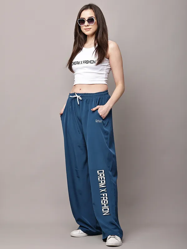 Teal_NS_Lycra_Line_Track_Pant_For_Women