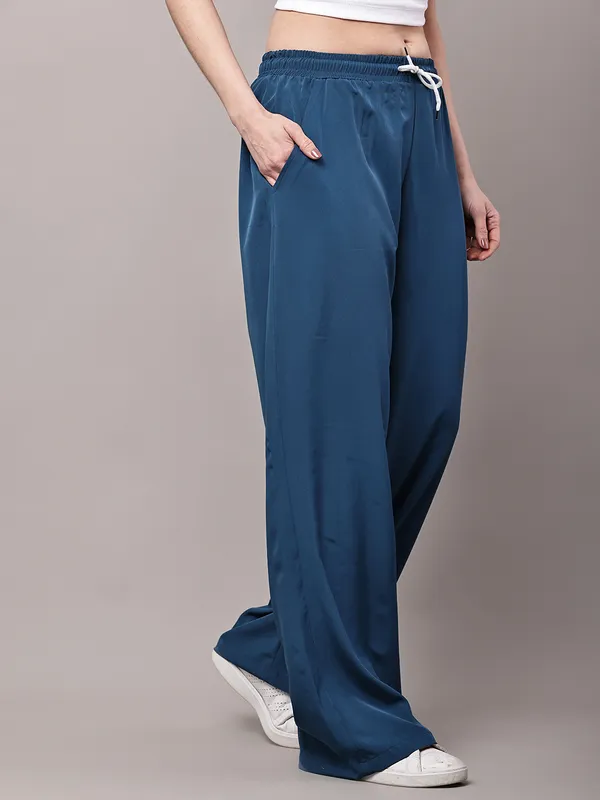 Teal_NS_Lycra_Line_Track_Pant_For_Women