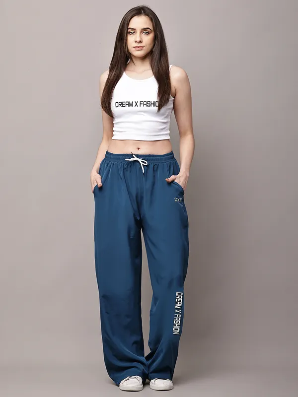 Teal_NS_Lycra_Line_Track_Pant_For_Women