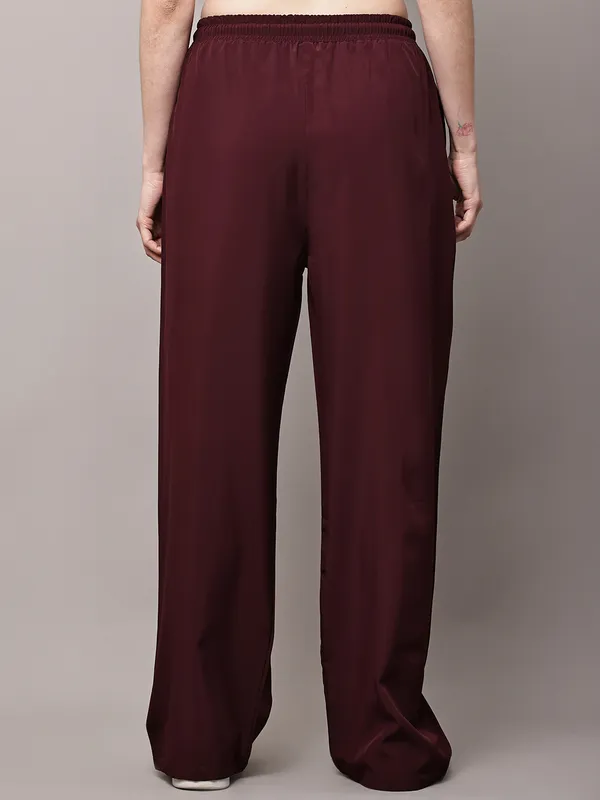 Wine_NS_Lycra_Line_Track_Pant_For_Women