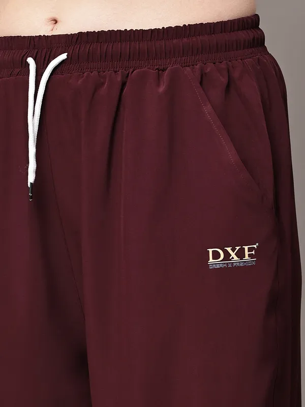 Wine_NS_Lycra_Line_Track_Pant_For_Women