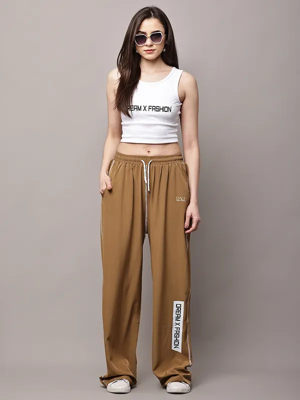 Mustard_NS_Lycra_Line_Track_Pant_For_Women