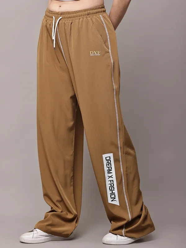Mustard_NS_Lycra_Line_Track_Pant_For_Women