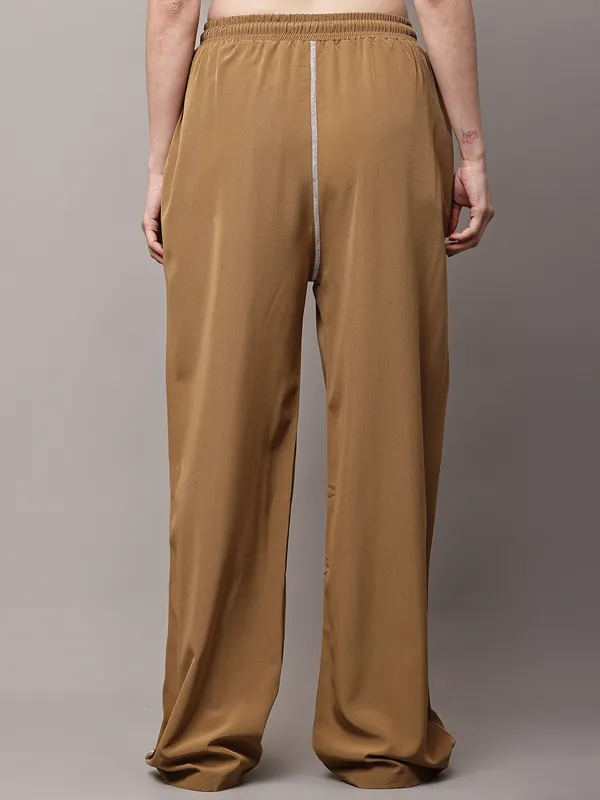 Mustard_NS_Lycra_Line_Track_Pant_For_Women