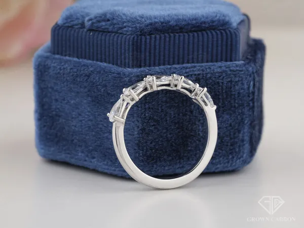 Pear_5_Stone_Band_For_Women_|_925_Sterling_Silver_|_Moissanite_Stone