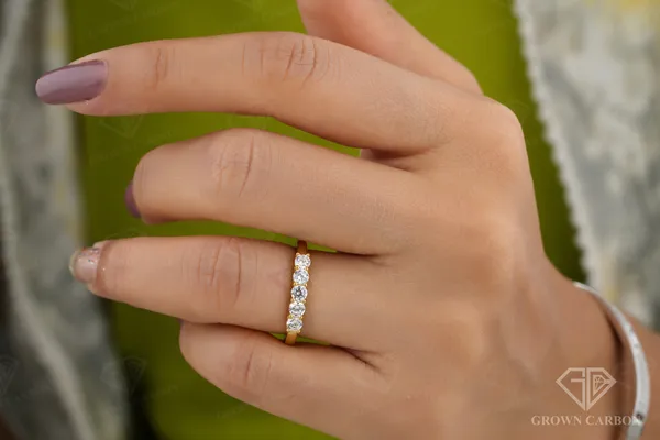 5_Stone_Anniversary_Band_For_Women_|_925_Sterling_Silver_|_Moissanite_Stone
