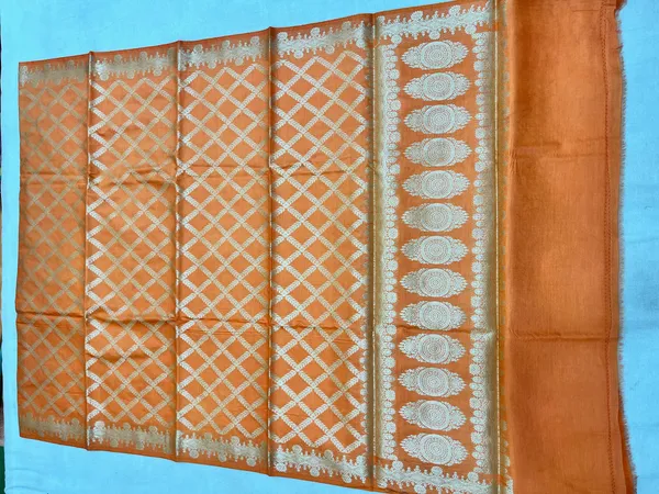 Orange_Butter_Silk_Premium_&_Elegant_Zari_Weaving_Unstitched_Suit_Set_With_Dupatta_For_Women