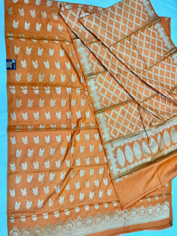 Orange_Butter_Silk_Premium_&_Elegant_Zari_Weaving_Unstitched_Suit_Set_With_Dupatta_For_Women