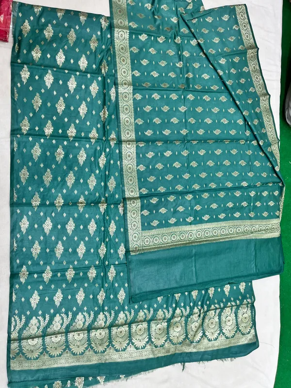 Dark_Rama_Green_Butter_Silk_Premium_&_Elegant_Zari_Weaving_Unstitched_Suit_Set_With_Dupatta_For_Women