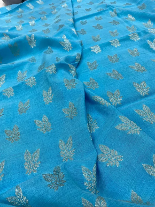 Sky_Blue_Butter_Silk_Premium_&_Elegant_Zari_Weaving_Unstitched_Suit_Set_With_Dupatta_For_Women
