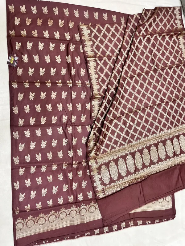 Coffee_Brown_Butter_Silk_Premium_&_Elegant_Zari_Weaving_Unstitched_Suit_Set_With_Dupatta_For_Women