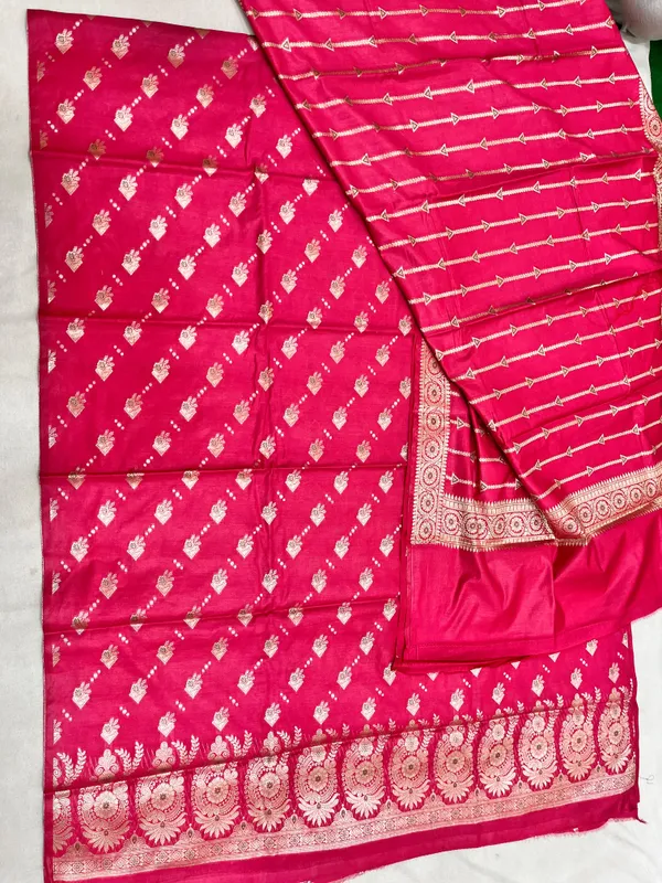 Hot_Pink_Butter_Silk_Premium_&_Elegant_Zari_Weaving_Unstitched_Suit_Set_With_Dupatta_For_Women